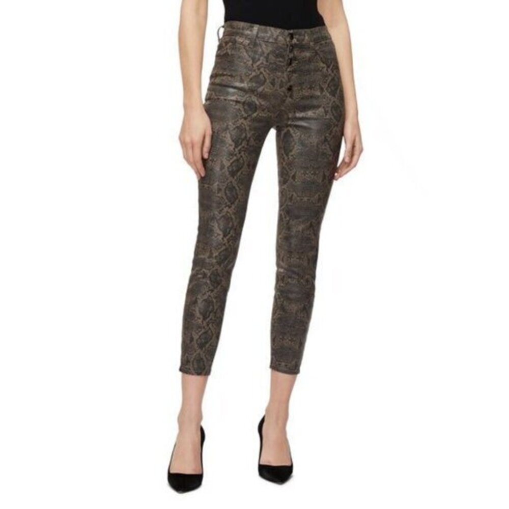 J Brand Lillie High Rise Snake Print Skinny Coated Crop Jeans 30 NWT $328